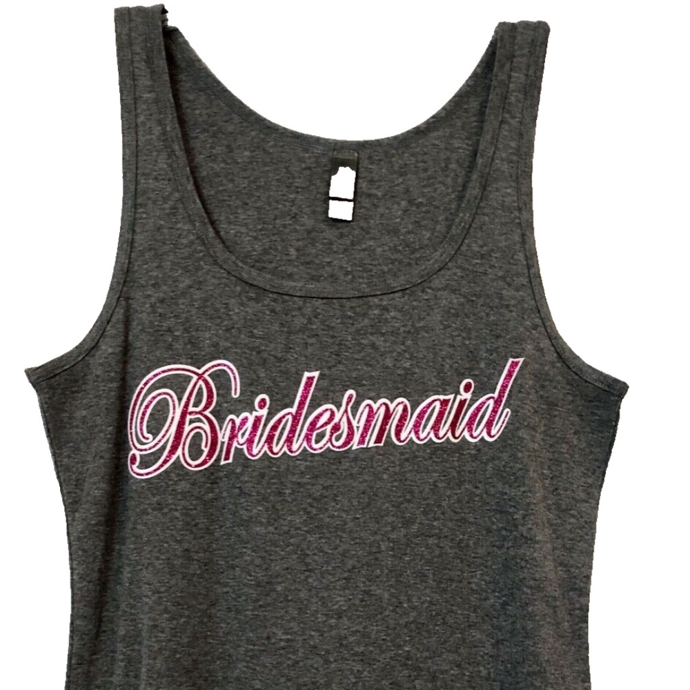 (NOWT) District Made Women's Gray Bridesmaid Bling Tank Top Size L